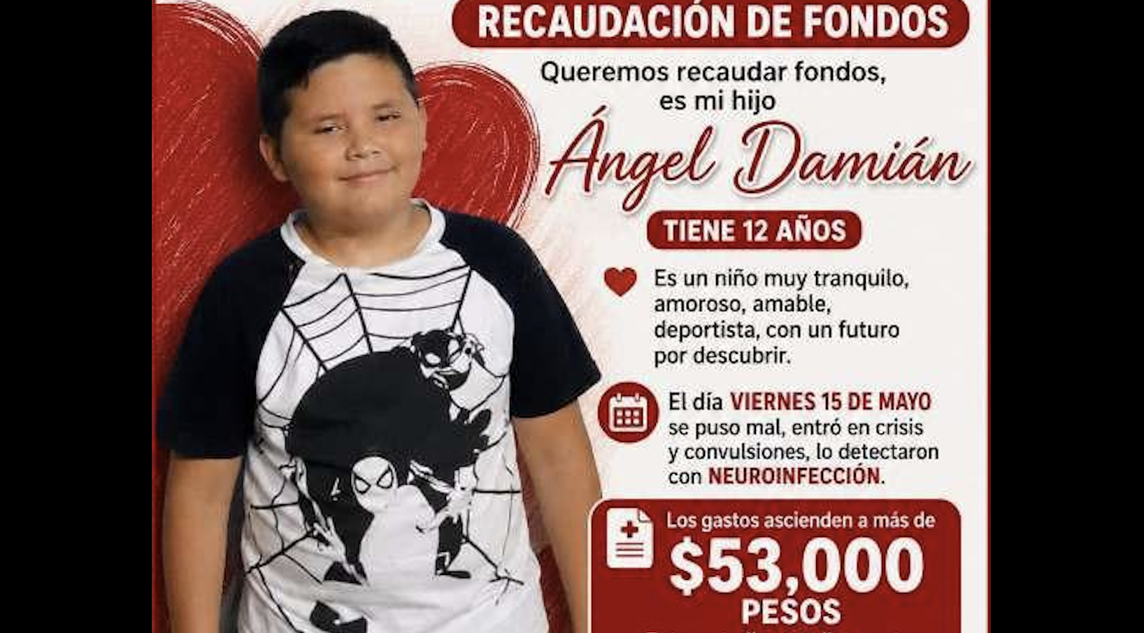 Familia de Ramos Arizpe solicita apoyo para costear estudios y gastos médicos de menor internado por neuroinfección