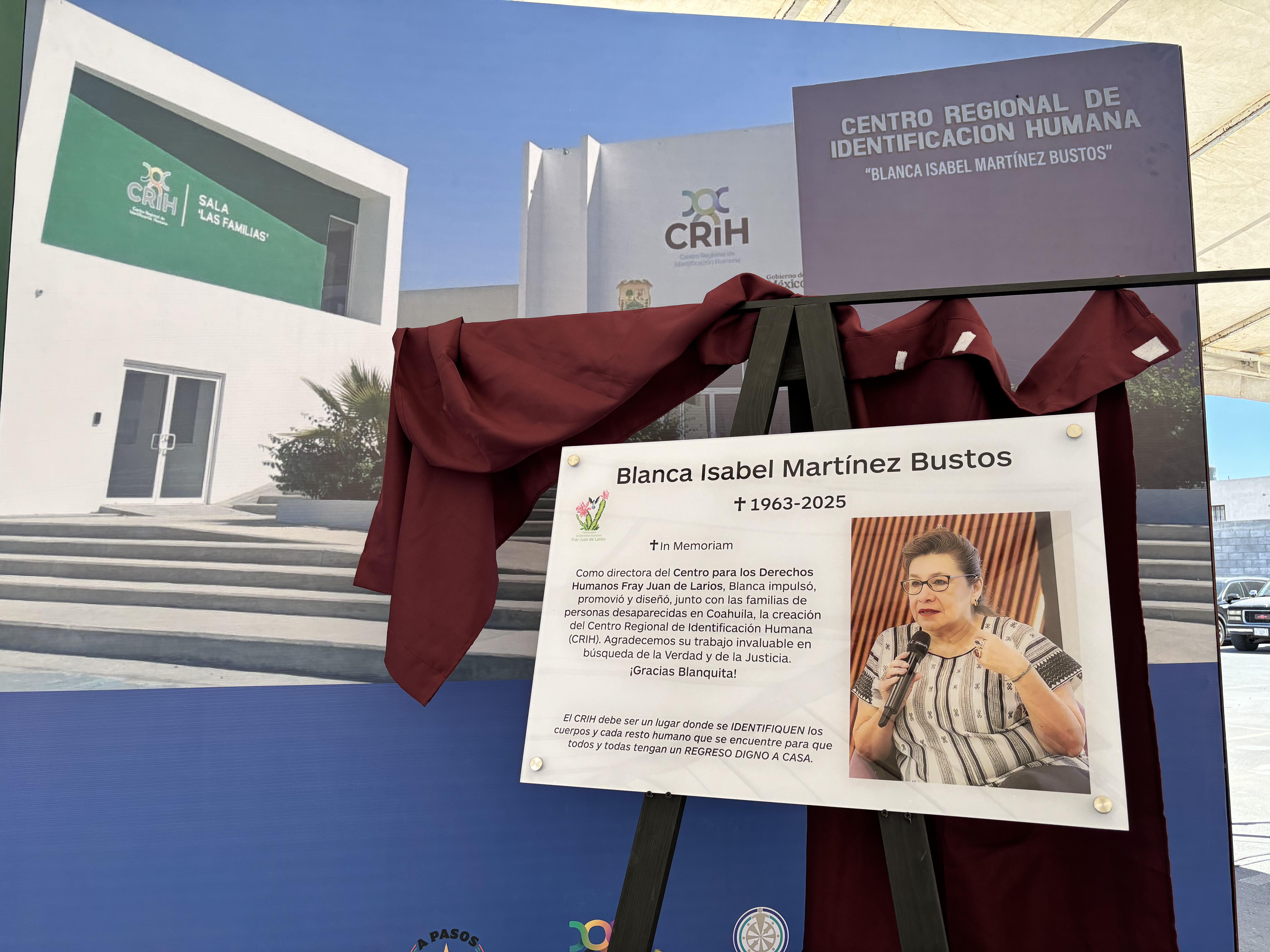 Nombran Centro de Identificación Humana de Coahuila bajo el nombre de la activista Blanca Martínez Bustos