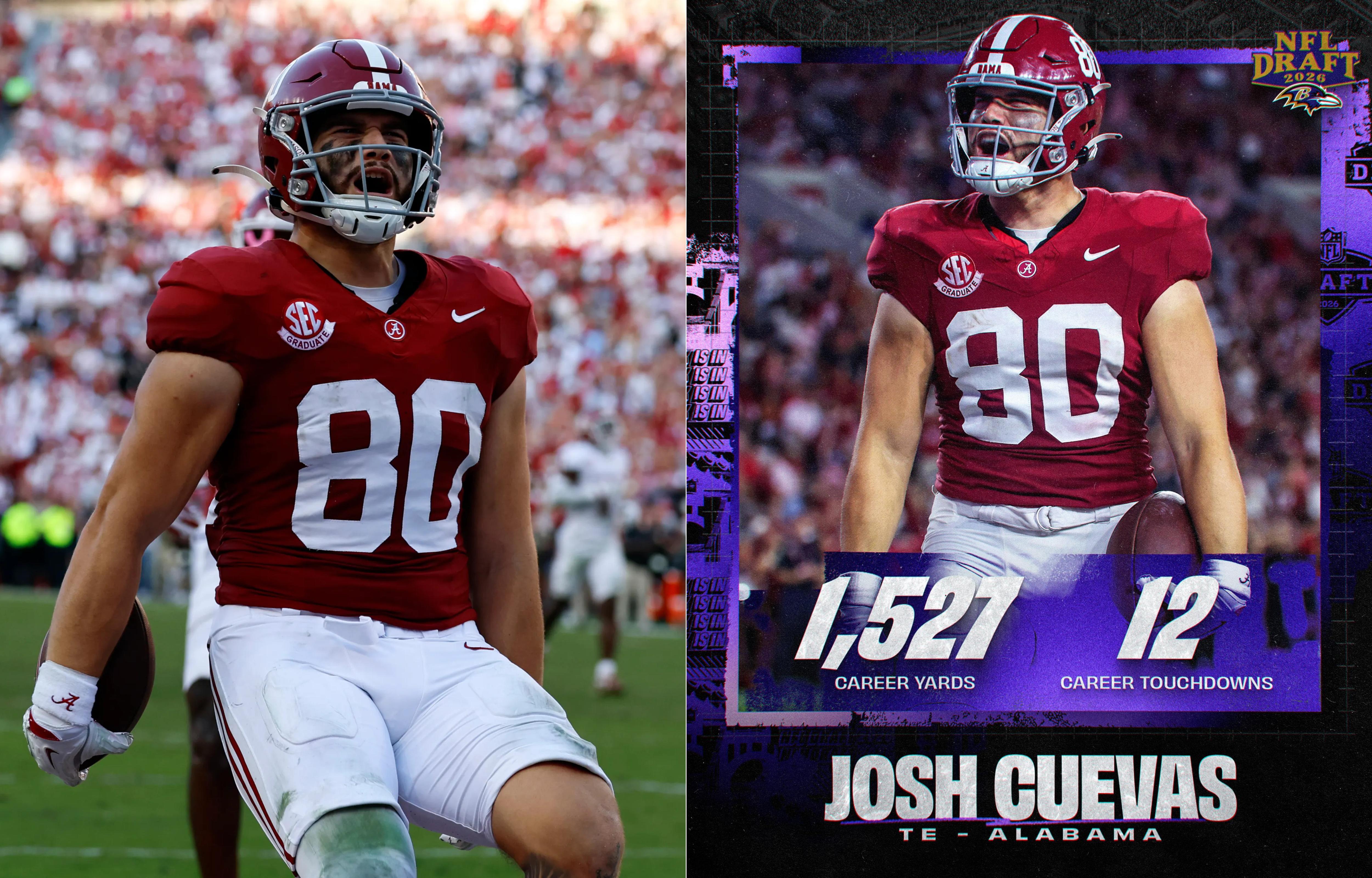 Josh Cuevas a los Ravens: Baltimore selecciona al ala cerrada mexicano en la quinta ronda del Draft NFL 2026