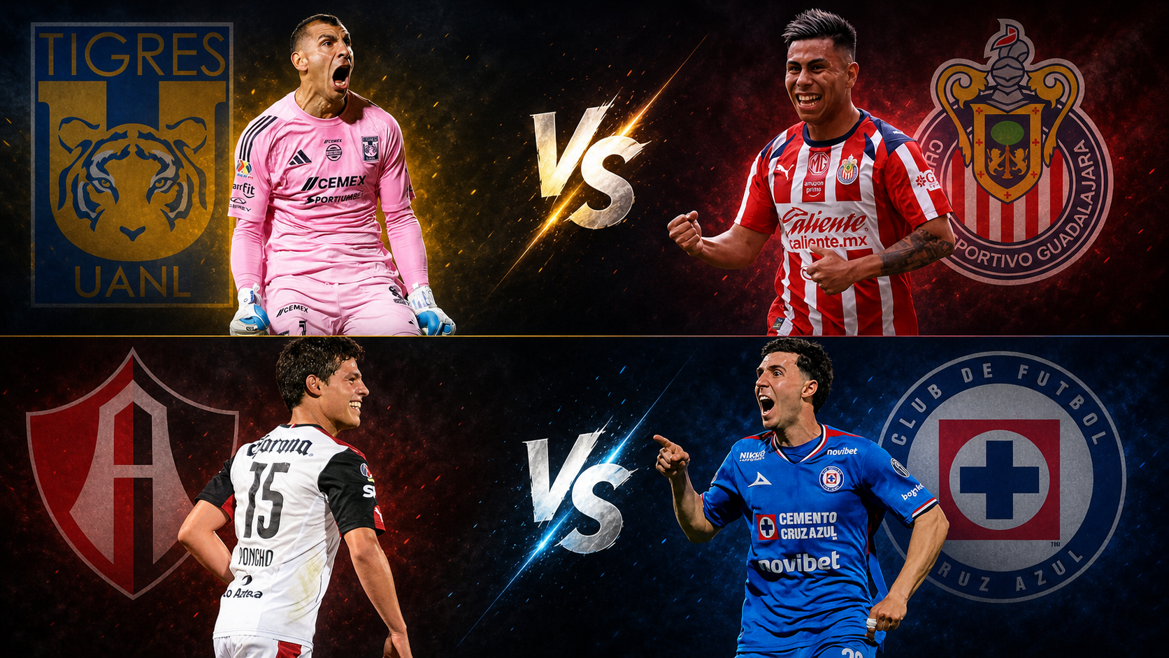 Liguilla Liga MX 2026: Horarios y dónde ver Tigres vs Chivas y Atlas vs Cruz Azul este sábado