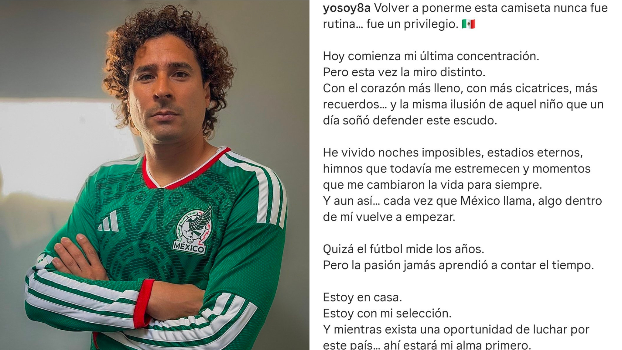 Guillermo Ochoa confirma presencia con México para la Copa del Mundo 2026