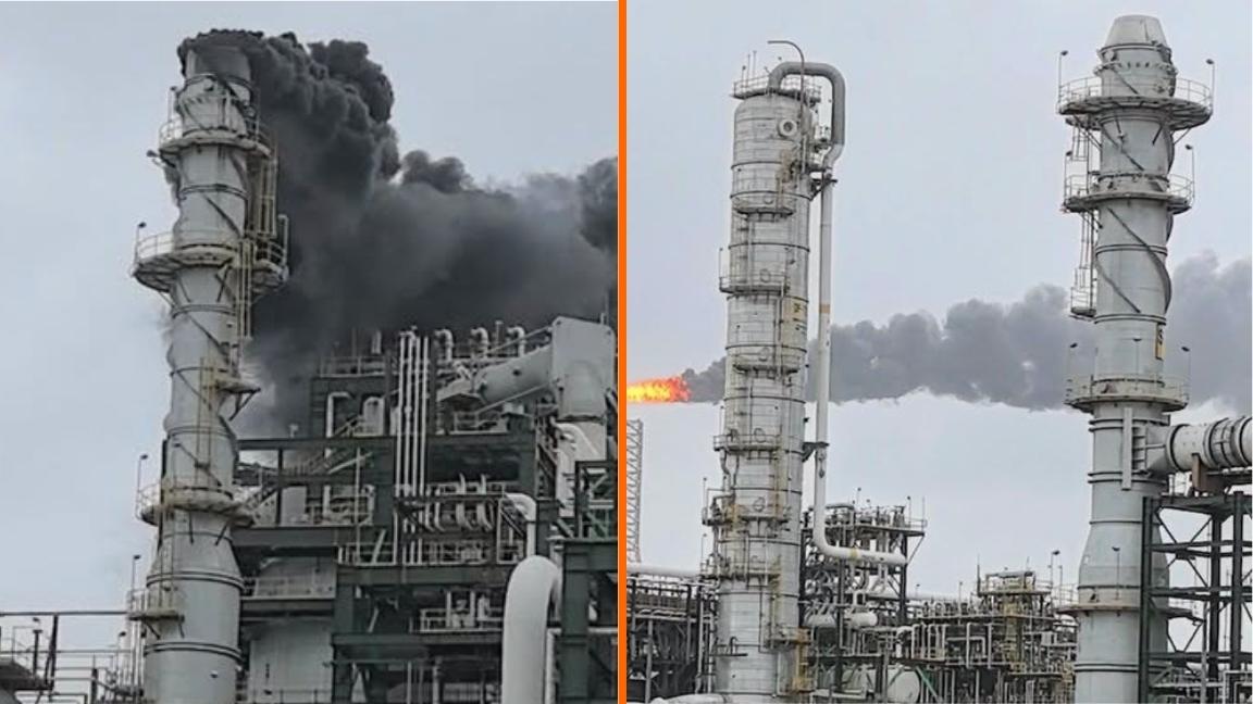 Pemex reporta nueva falla en la refinería Olmeca, tras incendio en Dos Bocas
