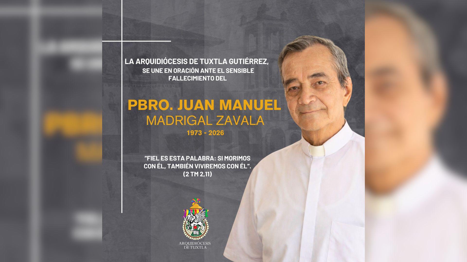 Hallan sin vida a sacerdote Juan Manuel Madrigal Zavala en Chiapas