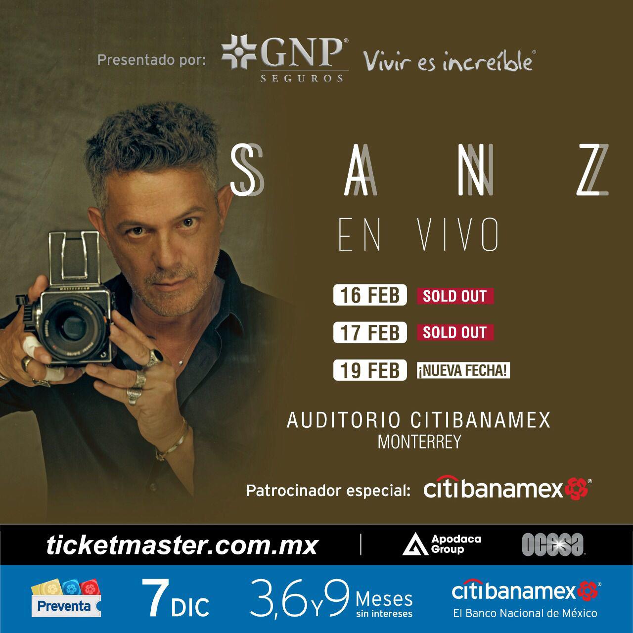 Abren nueva fecha para concierto de Alejandro Sanz en Monterrey. Noticias en tiempo real