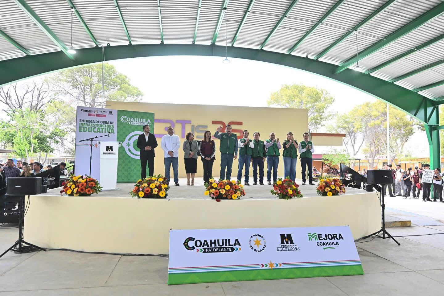 Más de 2 mil alumnos beneficiados en Monclova: Inauguran arco-techo de alta tecnología en el CBTIS 36